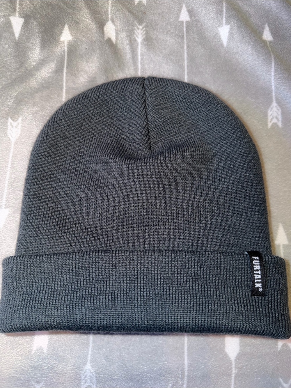 FURTALK Charcoal Gray Rib Knit Cuffed Beanie